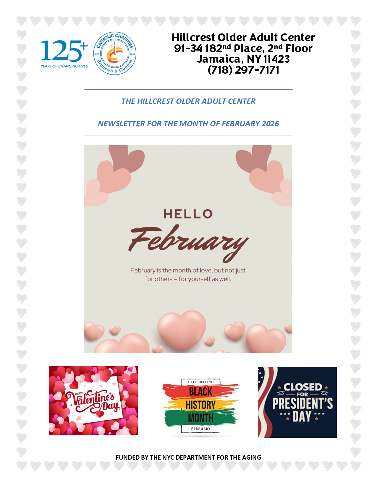 HILLCREST February Newsletter 2026 COVER IMAGE